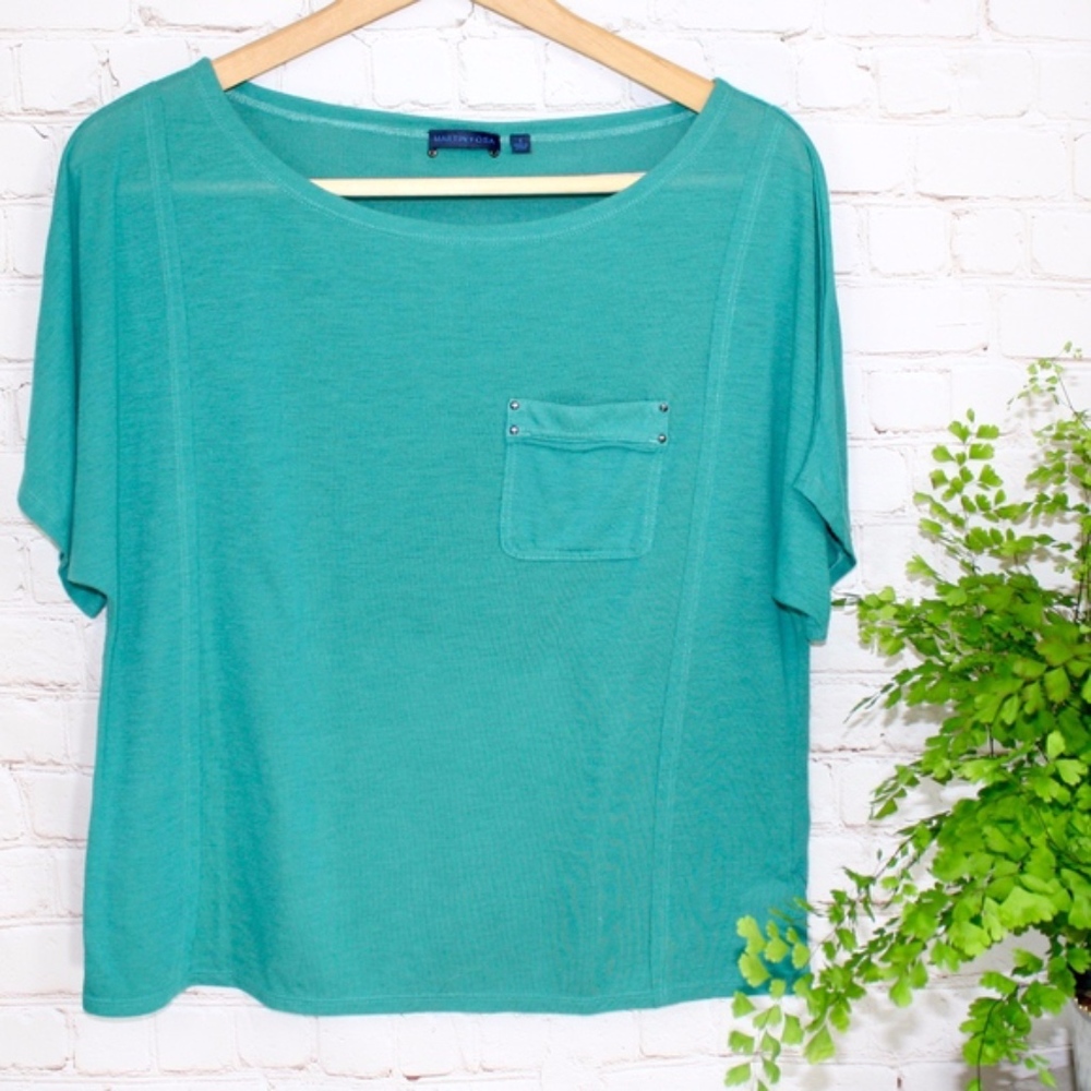 Martin + Osa Teal Short Sleeve Top
